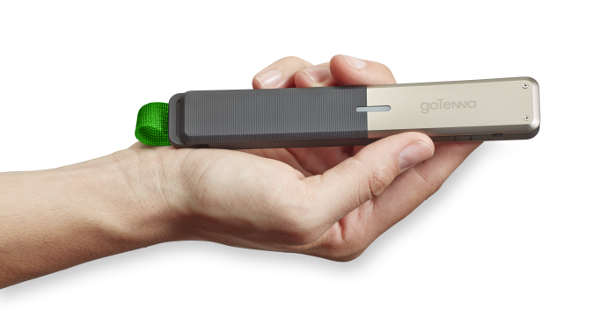 The goTenna connects to your phone via bluetooth and then transmit an encrypted radio signal to other goTenna transceivers within range. http://graywolfsurvival.com/3541/send-secure-messages-even-without-cell-service-gotenna/