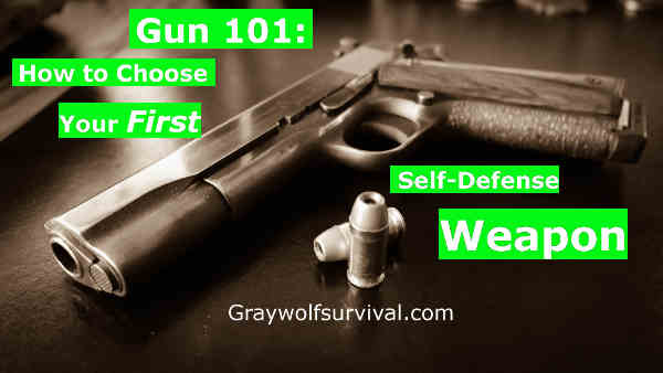 Gun 101 - How to Choose Your First Self-Defense Weapon. Most advice you hear about how to choose a weapon is unhelpful or even incorrect. The basics are all quickly broken down for you here and then you're given further resources to make the best choice. http://graywolfsurvival.com/3720/gun-101-choose-first-self-defense-weapon/