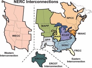 The four NERC Interconnections, and the eight NERC Regional Reliability Councils.