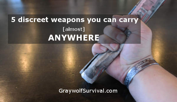 You can't always carry a weapon to defend yourself but with a little creativity and some training, there are many discreet weapons you can improvise. http://graywolfsurvival.com/?p=47375