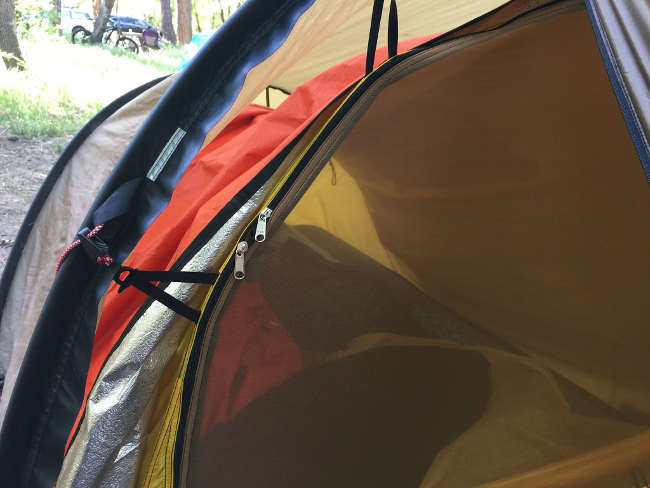 emergency blanket between inner tent and ranfly